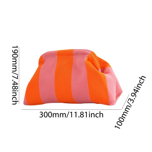Γυναικεία πλεκτή τσάντα clutch μικρή ριγέ υφασμένη τσάντα για γυναίκες (ροζ 1