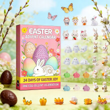 Calendrier de l'Avent de Pâques avec mini lapin 3D, décoration de 24 jours, ornement de table et cadeau – Compatible avec les thèmes de Pâques