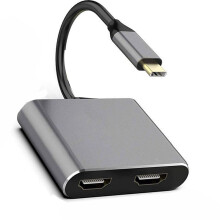 USB C Double Monitor Adapter 4K 60Hz Aluminum Dock With Power Delivery And USB Port For Office Gaming