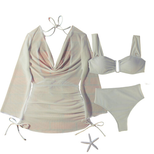 Damen-Bikini-Set mit hohem Bund und passendem Überwurf 1