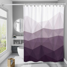 Rideau de douche imprimé numérique dégradé avec crochets, polyester imperméable, œillets antirouille – Compatible avec les tringles standard