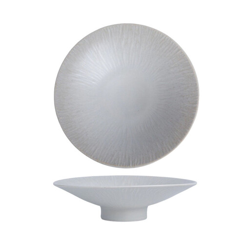 Ripple Pattern Pedestal Serving Bowl Ceramic Fruit Snack Bowl Decorative Tableware for Kitchen Dining