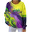 Women's Carnival Print Ribbed Knit Pullover Top Long Sleeve 2