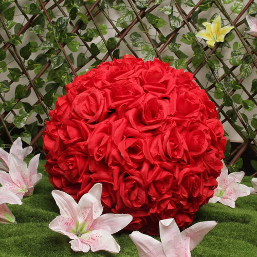Pomander en soie artificielle rose 20 cm 2