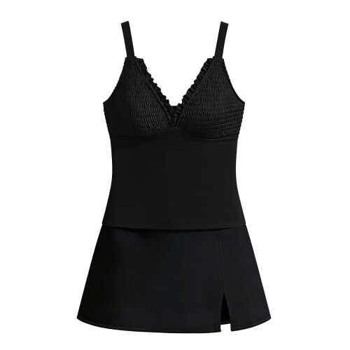 Women's ruffle two-piece swimsuit with shorts set 2