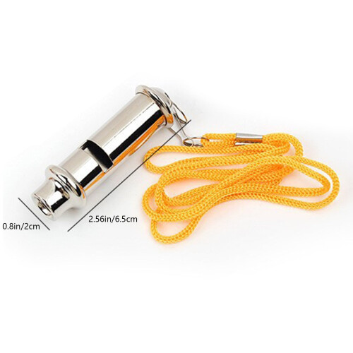 Stainless Steel Emergency Whistle with Neck Lanyard 2