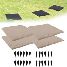 Stake-Down Square Stepping Stones, Durable Plastic Resin Pavers for Yard, Walkway & Garden – Beige, 4pcs