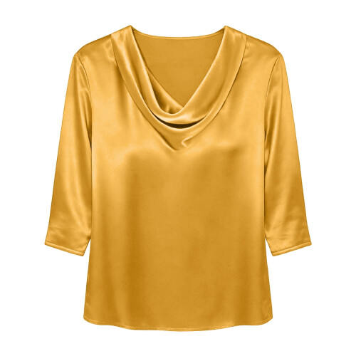 Women's Draped Neck Blouse Solid Color 3/4 Sleeve 1