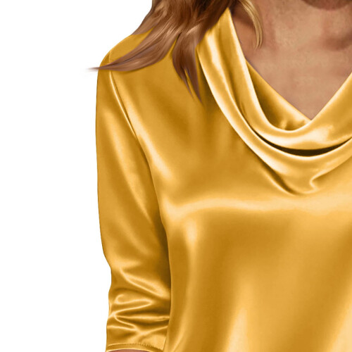 Women's draped neck blouse 3/4 sleeve solid 2
