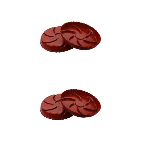 4Pièces Coupelles Pot De Fleurs Rouge PP Antiracine Bord Ondulé