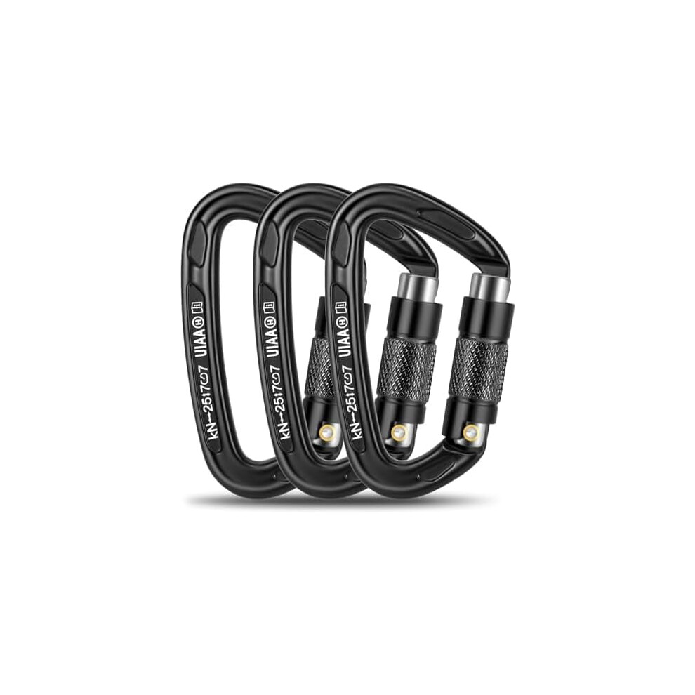 T-Fly Auto-Locking Climbing Carabiner 25 Kn 3.9 Inch 3-Pack 9132278422237