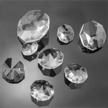 2-Loch-Achteckprismen-Facetten-Kristallglas-Loseperlen für DIY-Vorhänge - 24 mm (10 Stück)