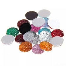 100 strass ronds à dos plat en résine de couleurs assorties, 10 mm (3/8"), sans trou