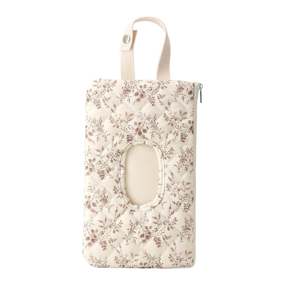 Quilted Wipe Holder Floral Diaper Pouch Portable Quilted Wipes Bag for Car, Stroller