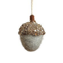 Nouveaux ornements de Noël en feutrine : petites pommes de pin à suspendre, décorations pour sapin, ambiance de Noël.
