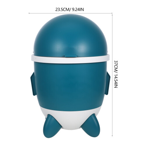 Plastic Rocket Shape Trash Bin with Lid Large Capacity Garbage Can for Bedroom and Office 1