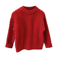 Girls Winter Thick Bulky Yarn Flower Loose Knit Sweater for Children Cozy Casual Wear Red 8-9 Years
