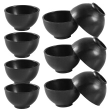 20pcs Round Mini Bowls Black Plastic Mini House Decoration Realistic Dollhouse Accessories Craft Projects
