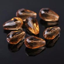 Lot de 20 perles de cristal facettées en forme de larme (15 x 10 mm) - Champagne (en gros) - Référence : 132#