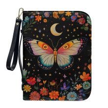 Boho Butterfly Flower Star Moon PU Leather Bible Cover for Women & Men, 2XL, with Pen Slots, Compatible with Standard Bibles