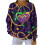 Women's Carnival Print Ribbed Knit Pullover Top Long Sleeve 6