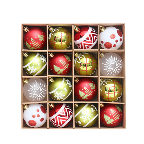 Christmas Tree Ornaments Red Green Gold 16PCS 1