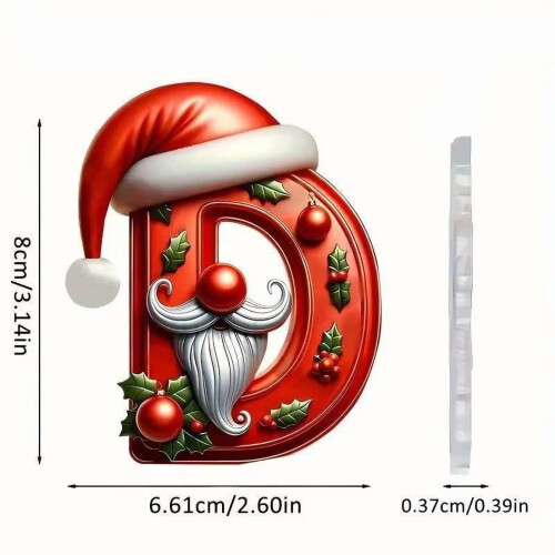 D Alphabet Christmas Tree Decor Set D Santa Hat Design Acrylic Letters With Silver String 1