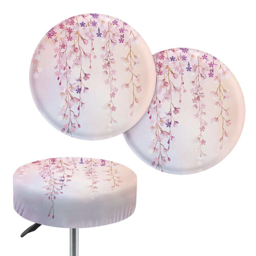 Housses de siège pliables pour tabouret de bar à fleurs roses (2 pièces)