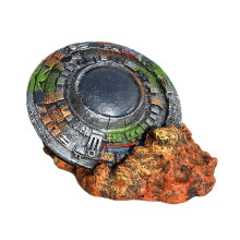 HYROOY Aquarium Decorations Fish for Ornaments Small Resin Sunken Spaceship for Freshwater Saltwater Tanks Decor