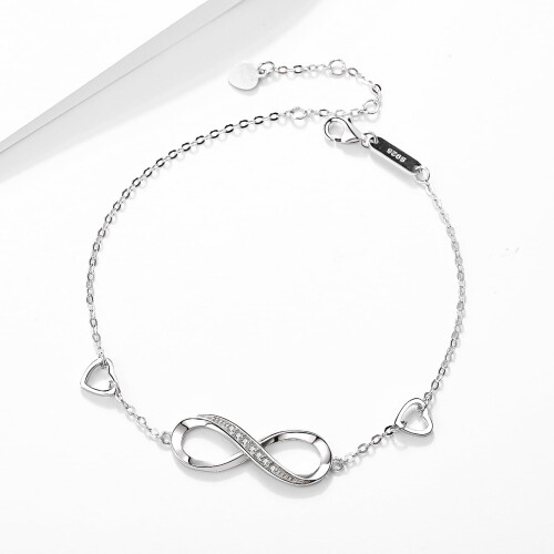 Sterling Silver Zircon Infinite Love Bracelet 8-Shaped 2