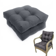 Rocking Chair Cushion Gray Water-Resistant Thick Tufted
