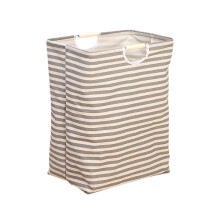 Canvas opbergtas met houten handvatten en metalen frame – Duurzame organizer voor wasgoed en kleding, multifunctionele opbergoplossing