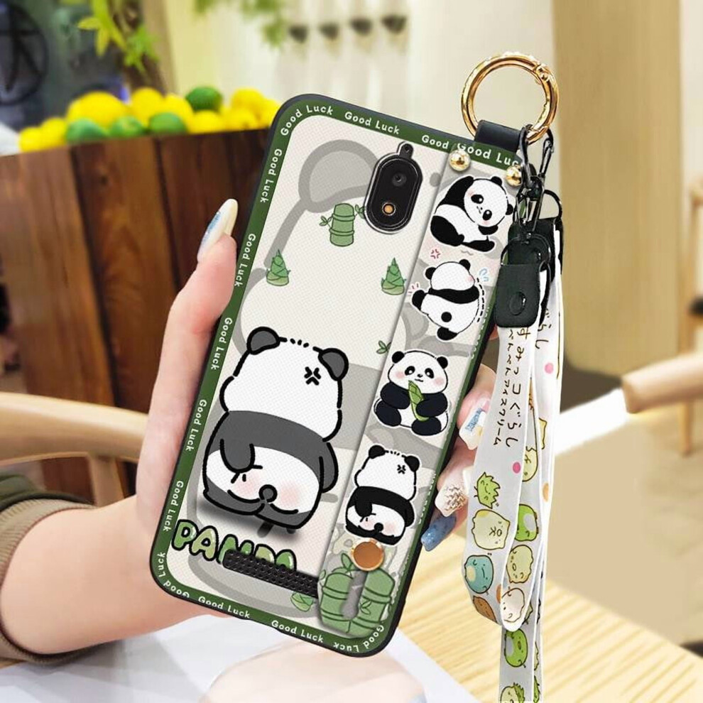 Blu View2/B130dl Phone Case With Wrist Strap, Shockproof Panda Design, Kickstand, Lanyard, Dirt-Resistant & Waterproof Â Compatible With Blu 9027700622340