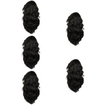5Pcs Men's Stylish Long Black Synthetic Wig for Party and Theater