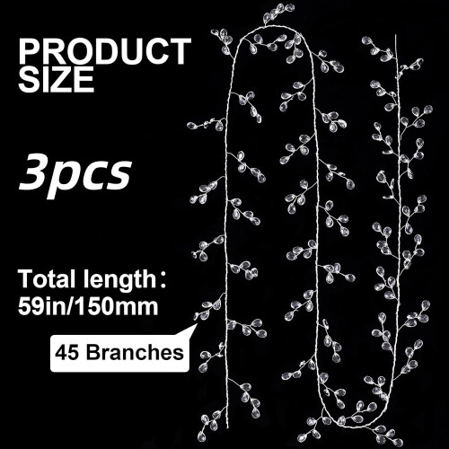 Acrylic Bead Drop Bouquets White Floral Picks 3 Pack 1