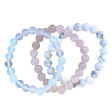 3Pcs Elegant Crystal Healing Bracelets for Women Natural Stone Beaded Handchain Colorful Gemstones Bead Wristchains