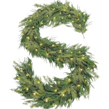 Guirlande de Noël artificielle 2026 – Décoration hivernale réaliste pour cheminée, table, mur, intérieur et extérieur – Compatible avec les