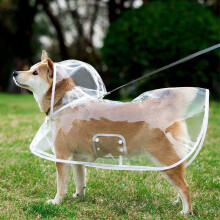 Capa de chuva transparente e impermeável para cães com orifício para guia, tamanho 3XL.