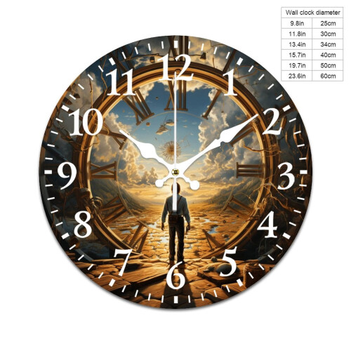 Modern Mute Wall Clock with Artistic Time Cycle Pattern – Battery Powered, Compatible with Home/Office/Bedroom/Classroom 1
