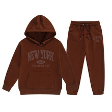 Girls Long Sleeve Hoodie and Pants Set Soft Warm Pullover Sweat Suit for Toddler Kids Playful Outfits Cozy Two Piece Comfy Brown 7-8 Years