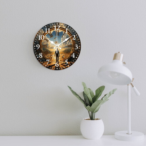 Modern Mute Wall Clock with Artistic Time Cycle Pattern – Battery Powered, Compatible with Home/Office/Bedroom/Classroom 2