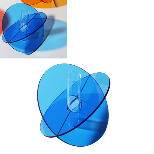 Acrylic Minimalist Vase Blue Geometric Small 2