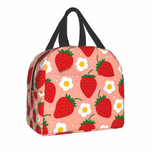 Sac à lunch étudiant E, Sac à lunch, Boîte à lunch à fruits à motif fraise, Résistant à la saleté, Léger, Poignée épaisse, Fermeture