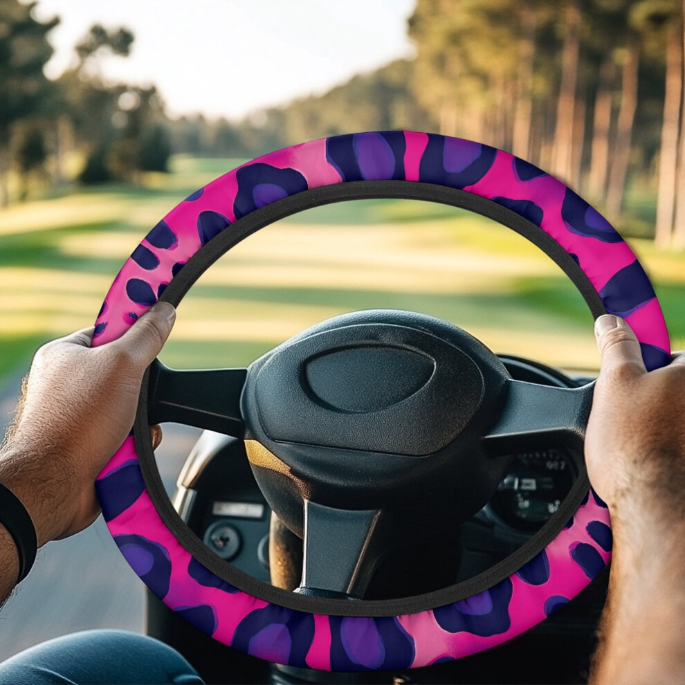 Leopard Print Golf Cart Steering Wheel Cover Â Sweat-Absorbing, Universal Fit, Compatible With Golf Carts Pink 9087558610944