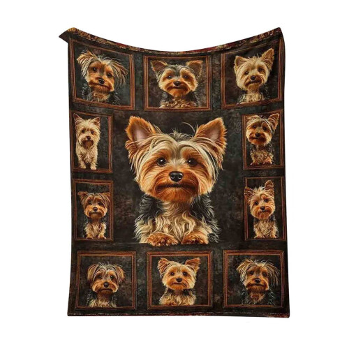 Κουβέρτα Φανέλας Yorkshire Terrier Design 27.5x39.4in Καφέ