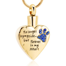 Paw Print Urn Necklace for Ashes with Birthstones Cremation Necklace for Pet Stainless Steel Ash Necklace Memorial Ash Holder