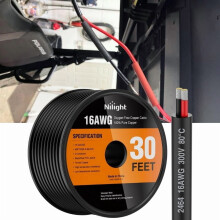 30FT 16AWG OFC Red/Black Stranded PVC Wire, 2-Conductor 300V DC, Flexible LED Strip & Lamp Extension Cord