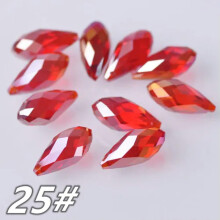 Tropfenförmig facettiertes Kristallglas 12x6mm 16x8mm 20x10mm 25x12mm Lose Anhängerperlen - 25# Rot AB - 12x6mm (30 Stück)
