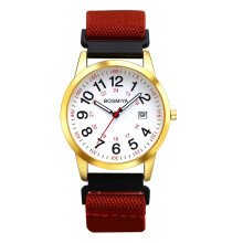 Rond elastisch horloge voor mannen en vrouwen: analoog quartz polshorloge met grote wijzerplaat met Arabische cijfers, gevlochten koordband en