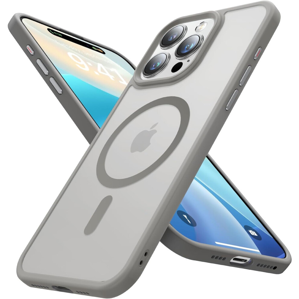 Strong Magnetic Slim Matte Case For Iphone 15 Pro Max, Compatible With Magsafe, Military-Grade Drop Tested, Shockproof, Gray 9165521874729